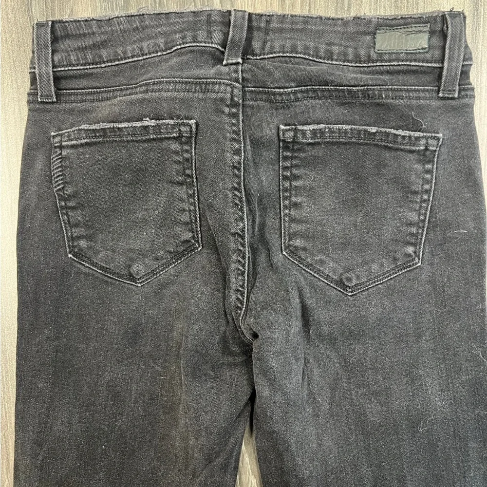 💥3/$50 PAIGE Black Skinny Jeans with Stretch Fit and Moto Zipper Pockets | Sz 28